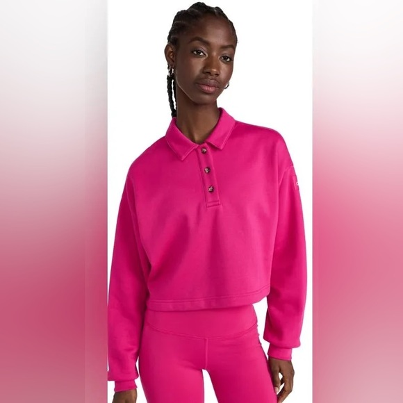 ALO Yoga Tops - ALO Yoga Cropped Henley Polo Small